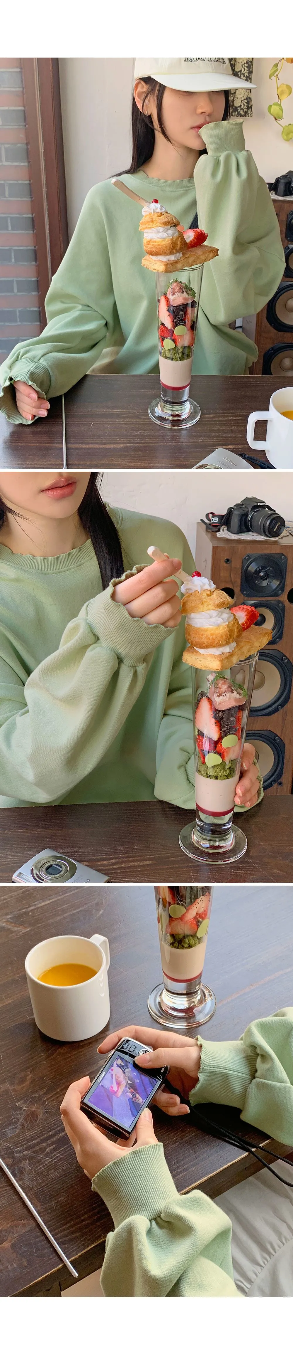 러플 루즈핏 웨이브 긴팔 맨투맨