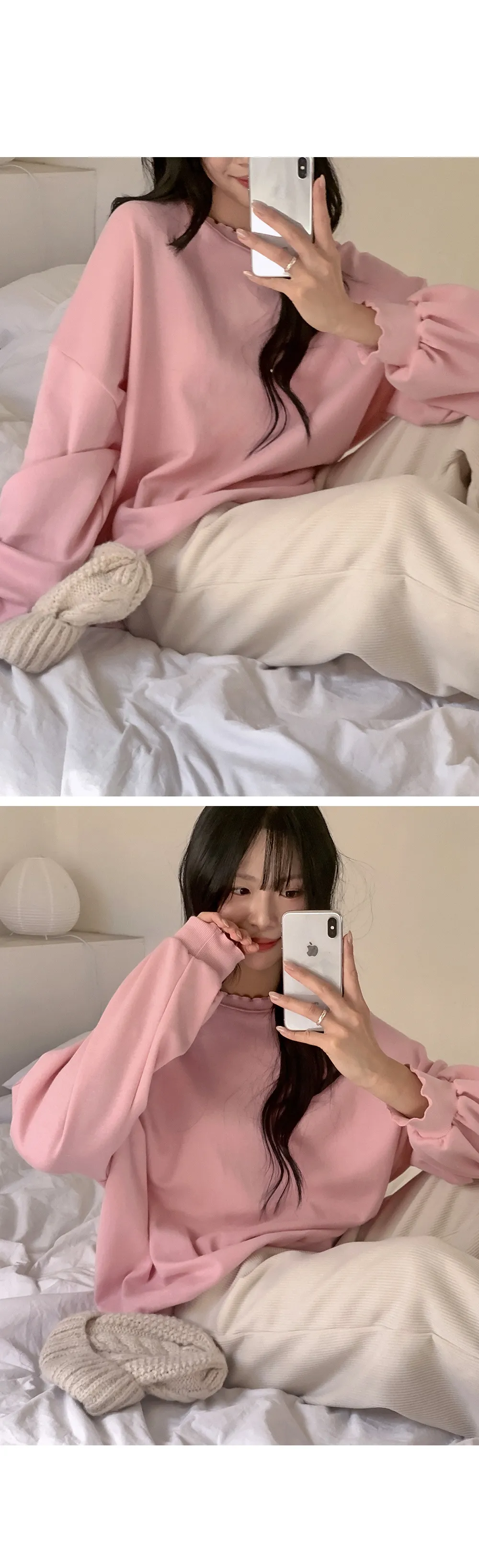 러플 루즈핏 웨이브 긴팔 맨투맨