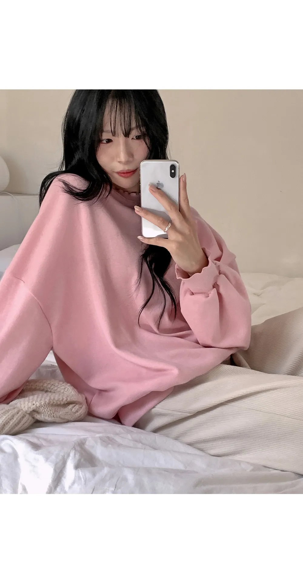 러플 루즈핏 웨이브 긴팔 맨투맨