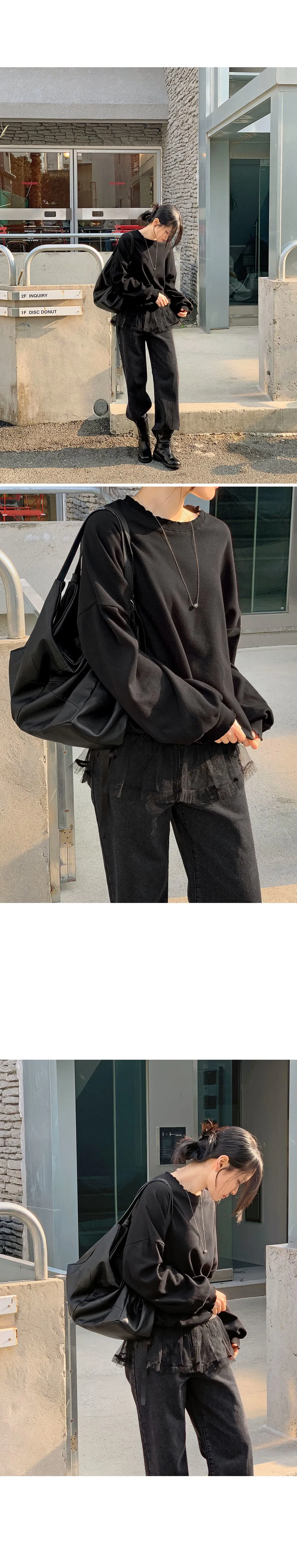 러플 루즈핏 웨이브 긴팔 맨투맨