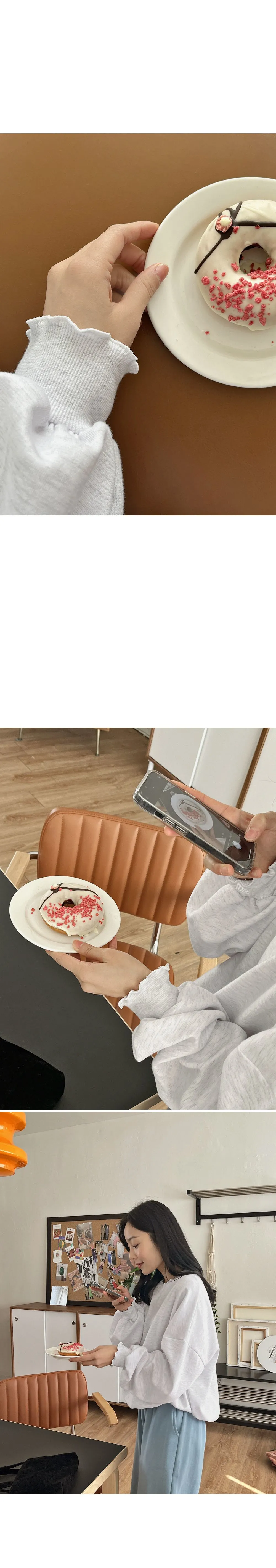 러플 루즈핏 웨이브 긴팔 맨투맨