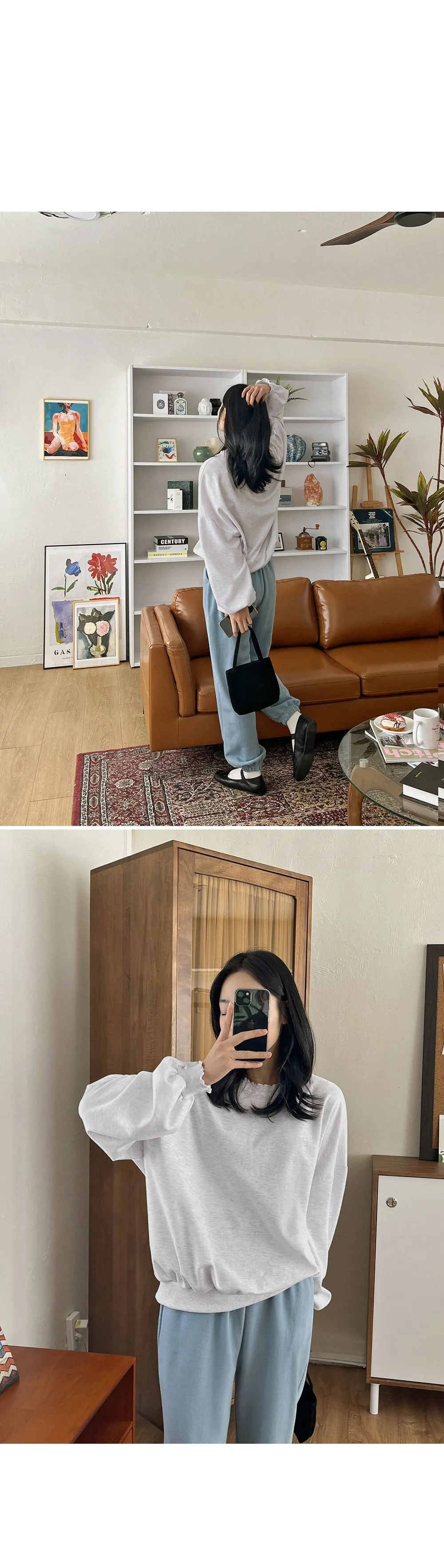 러플 루즈핏 웨이브 긴팔 맨투맨