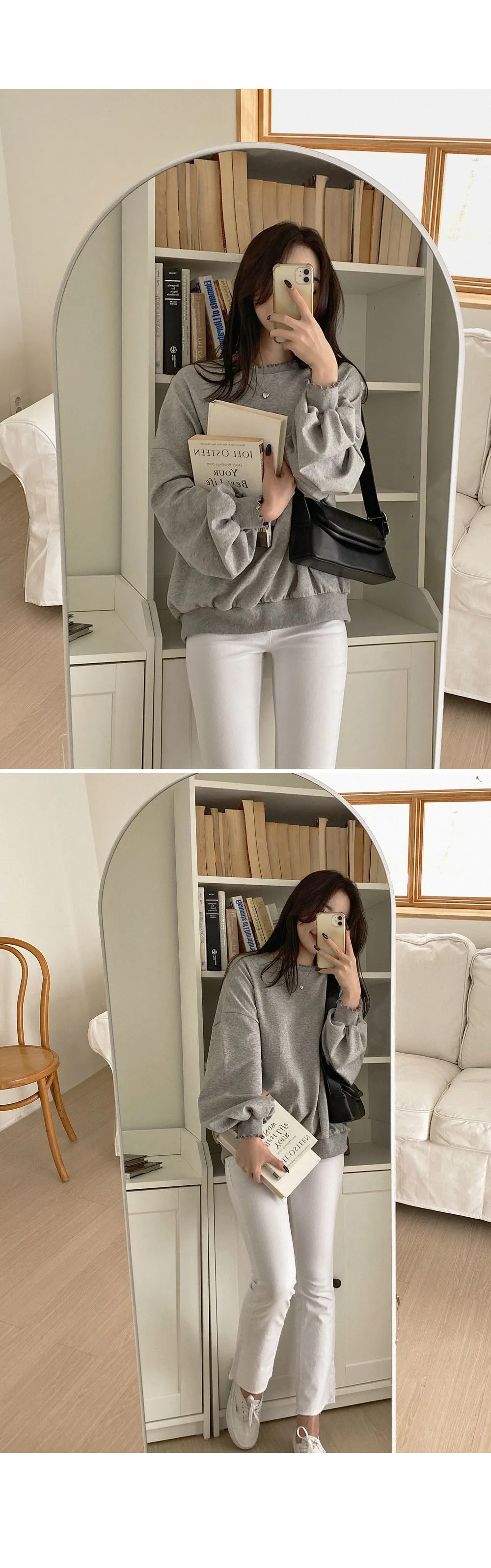 러플 루즈핏 웨이브 긴팔 맨투맨