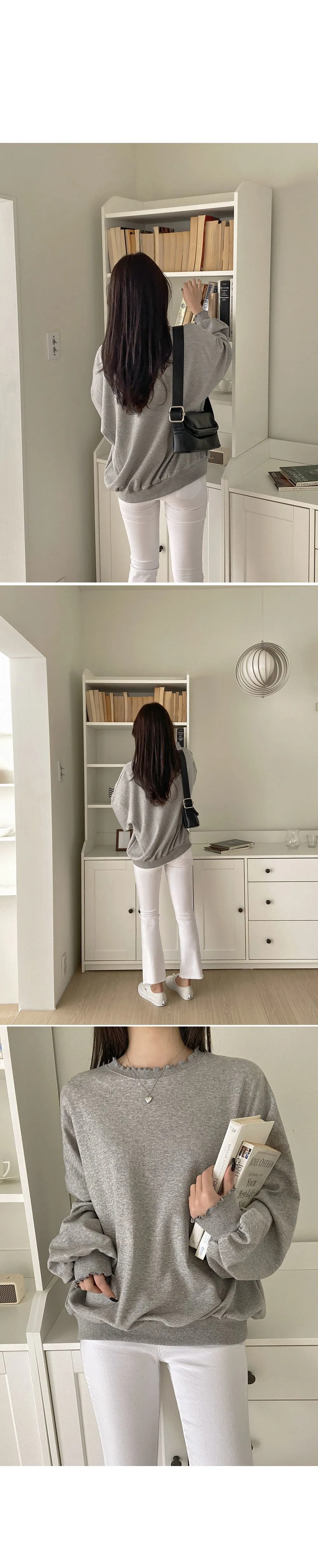 러플 루즈핏 웨이브 긴팔 맨투맨