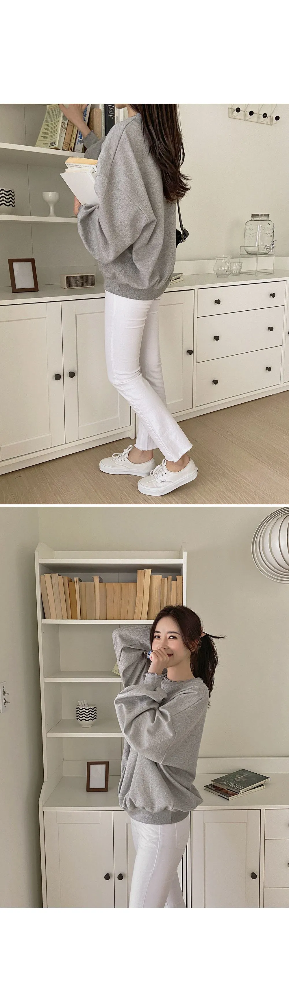 러플 루즈핏 웨이브 긴팔 맨투맨