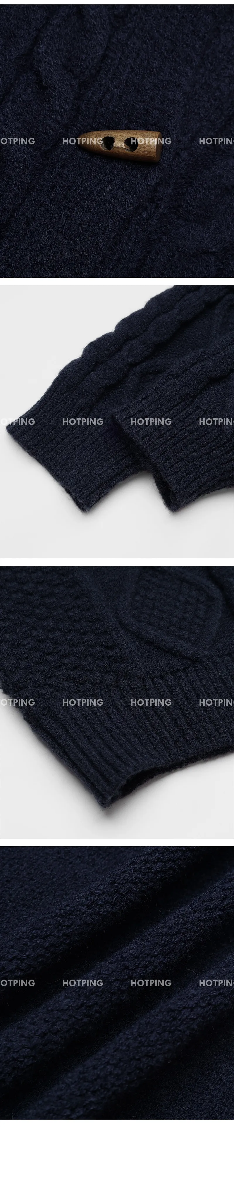 에잇팅 케이블 라운드넥 토글 니트가디건