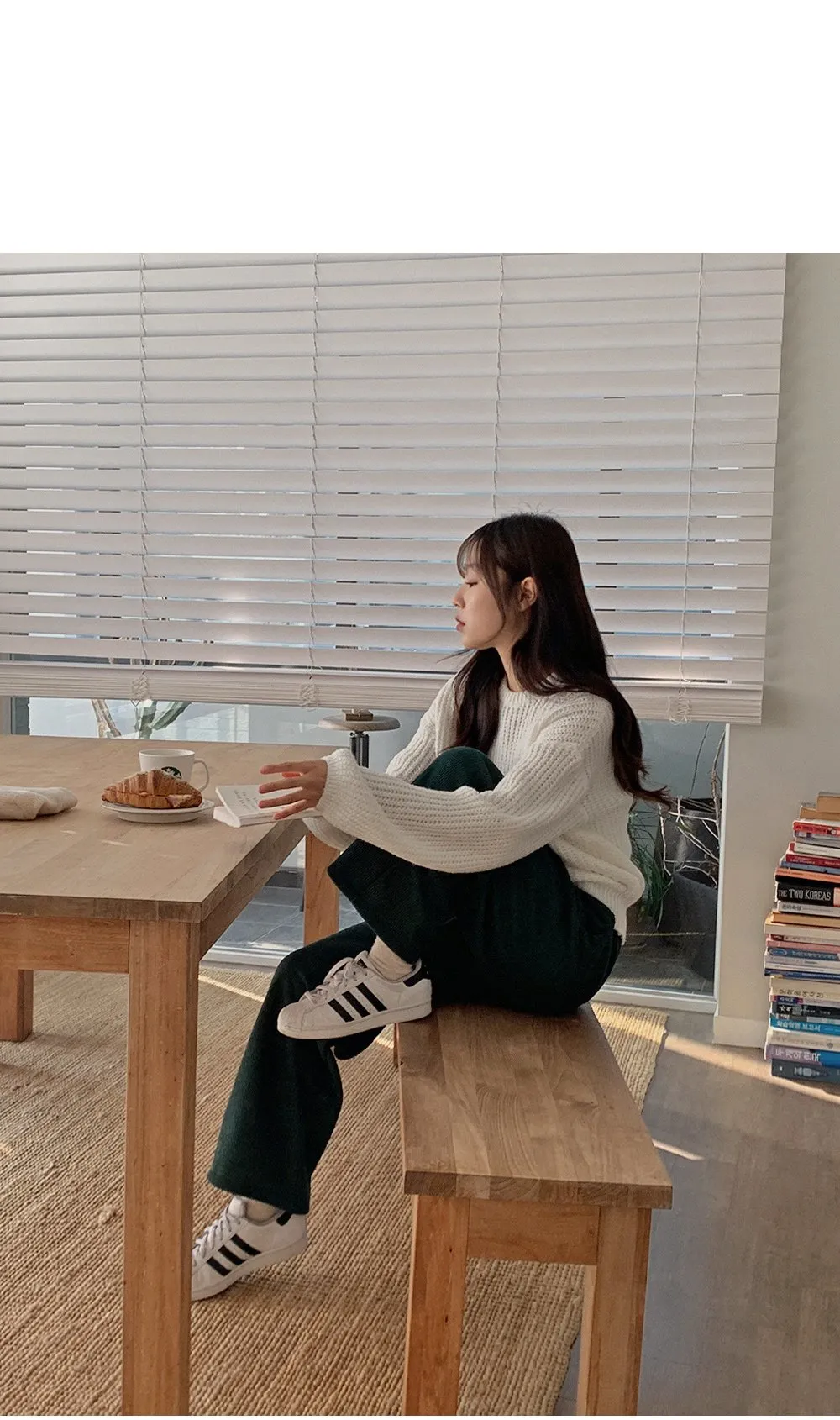 로이젤 코듀로이 기모 밴딩 와이드팬츠