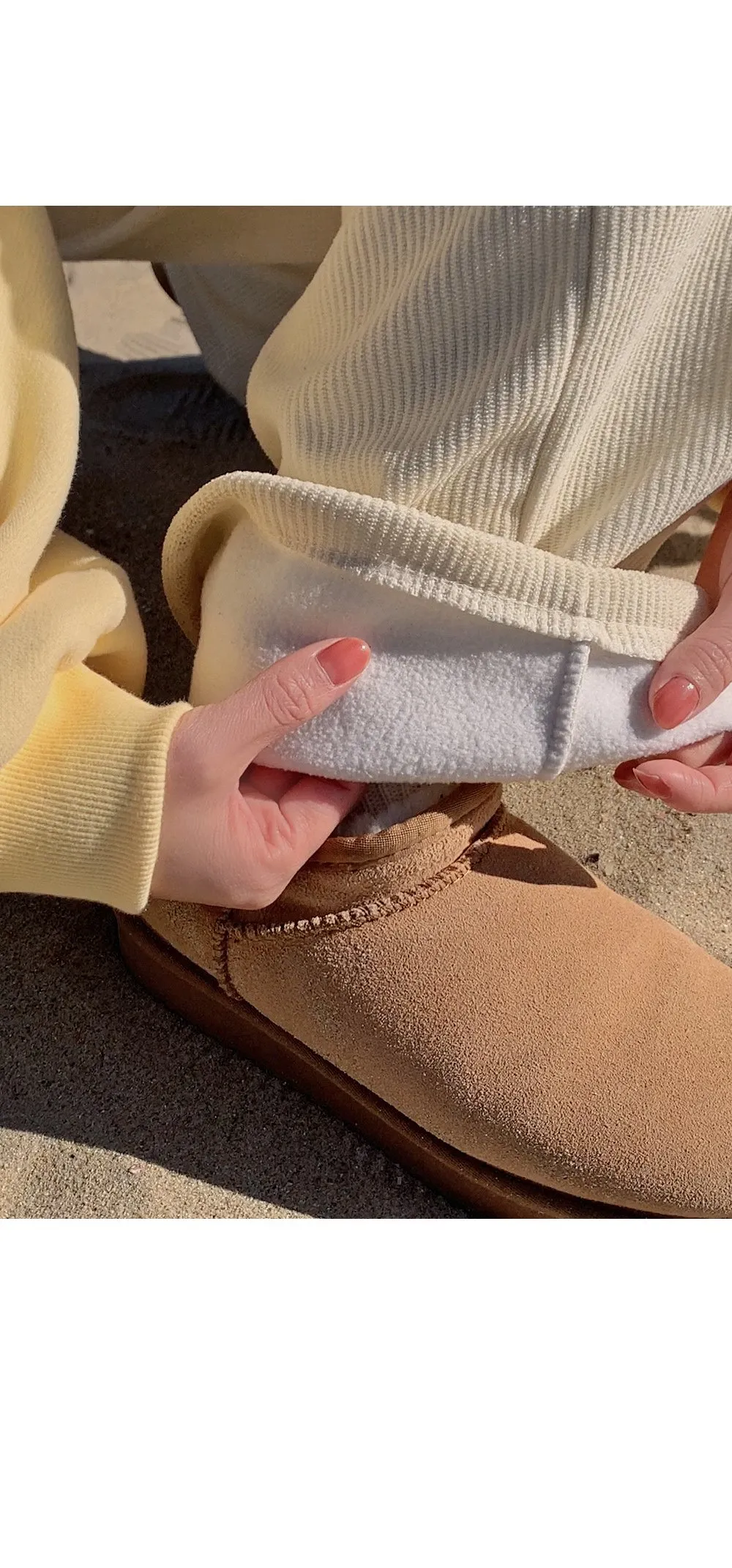 로이젤 코듀로이 기모 밴딩 와이드팬츠