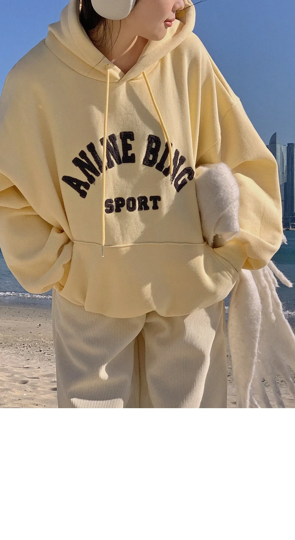 로이젤 코듀로이 기모 밴딩 와이드팬츠