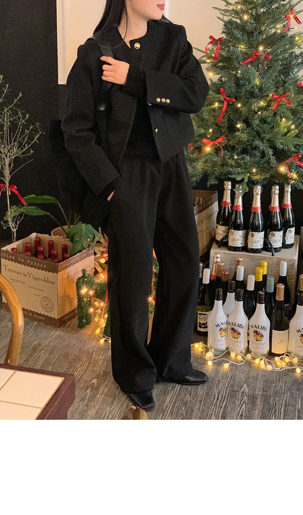 로이젤 코듀로이 기모 밴딩 와이드팬츠