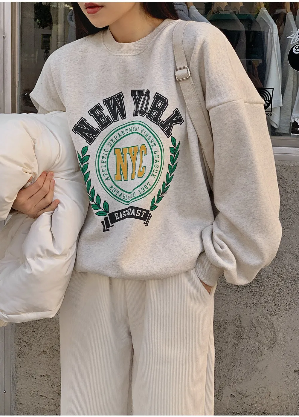 로이젤 코듀로이 기모 밴딩 와이드팬츠