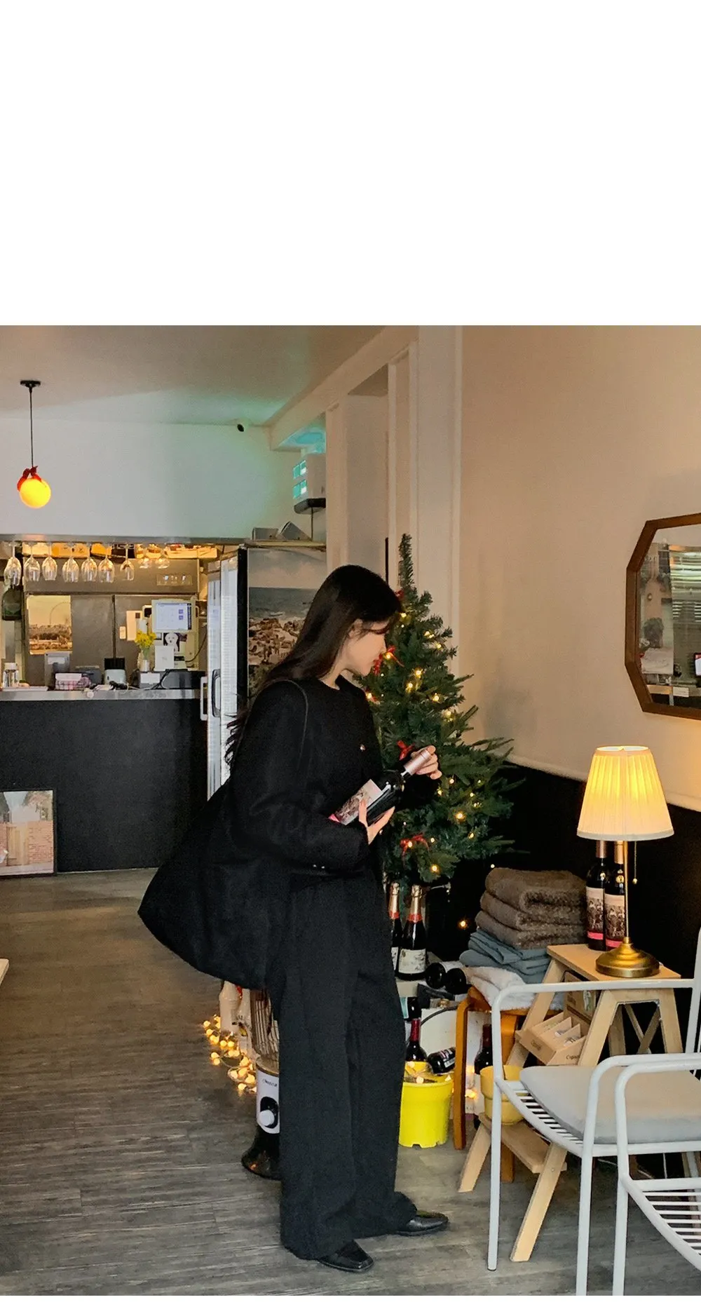 로이젤 코듀로이 기모 밴딩 와이드팬츠