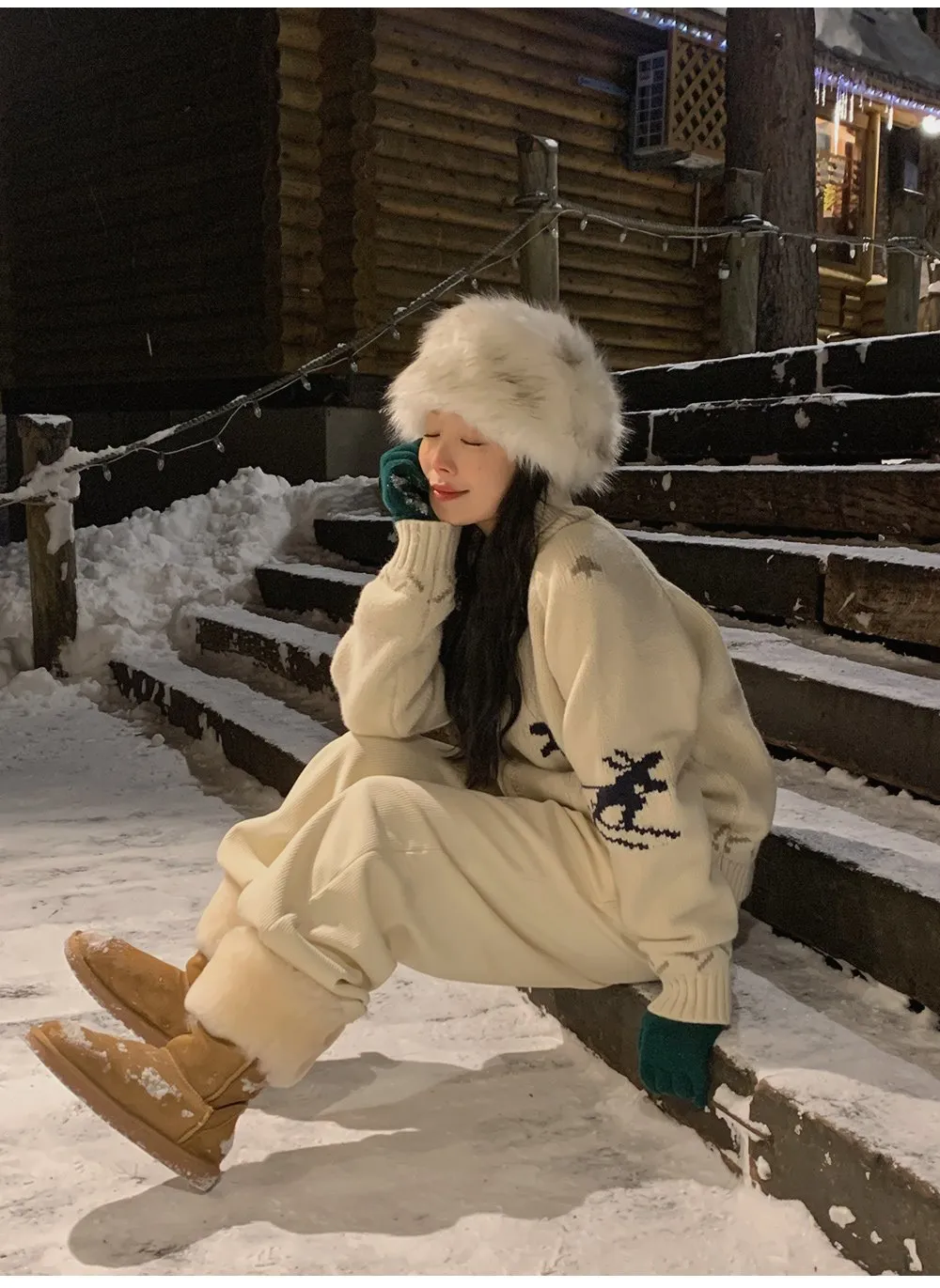 로이젤 코듀로이 기모 밴딩 와이드팬츠