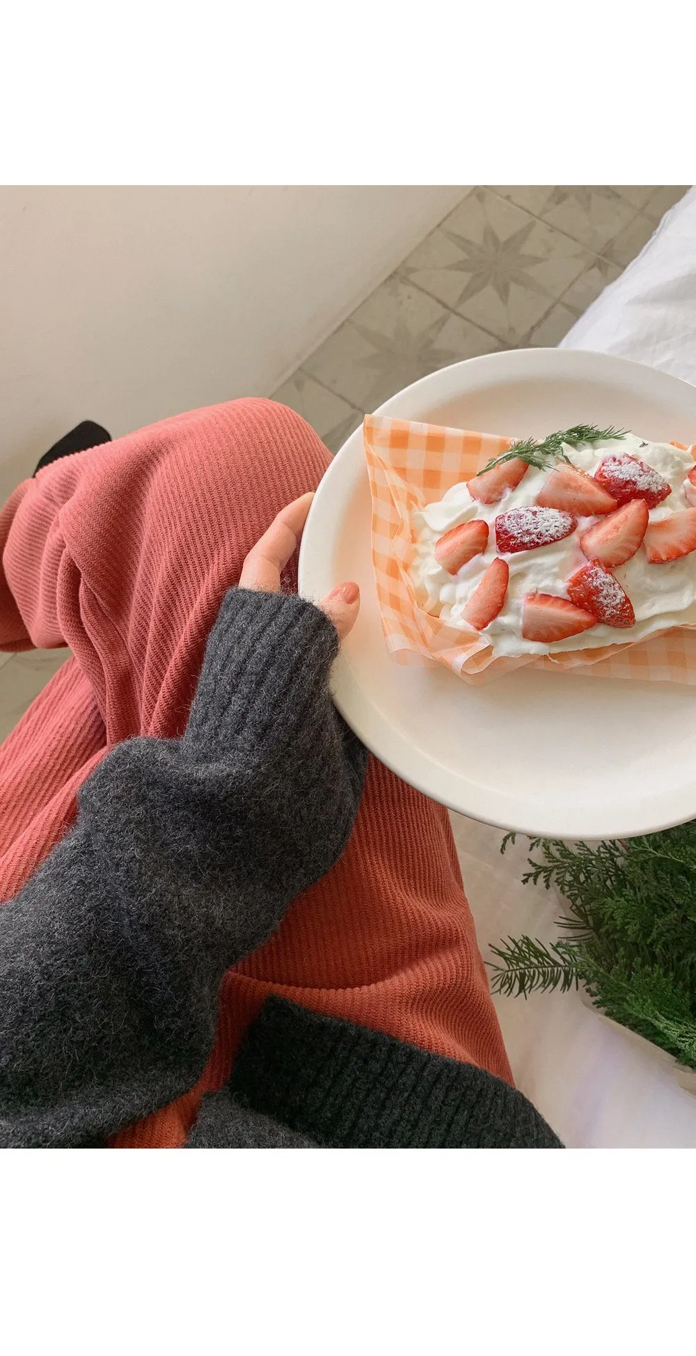 로이젤 코듀로이 기모 밴딩 와이드팬츠