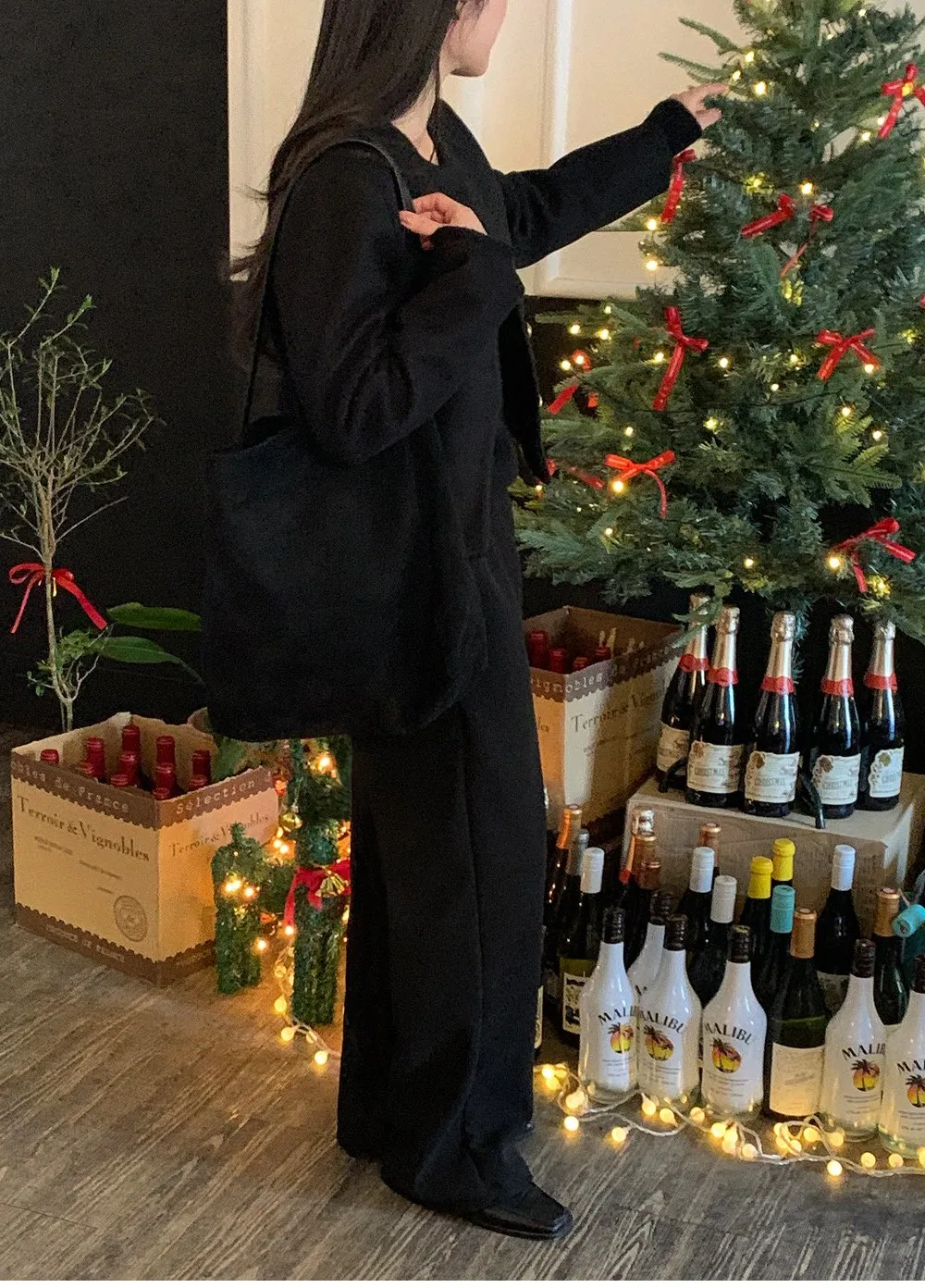 로이젤 코듀로이 기모 밴딩 와이드팬츠