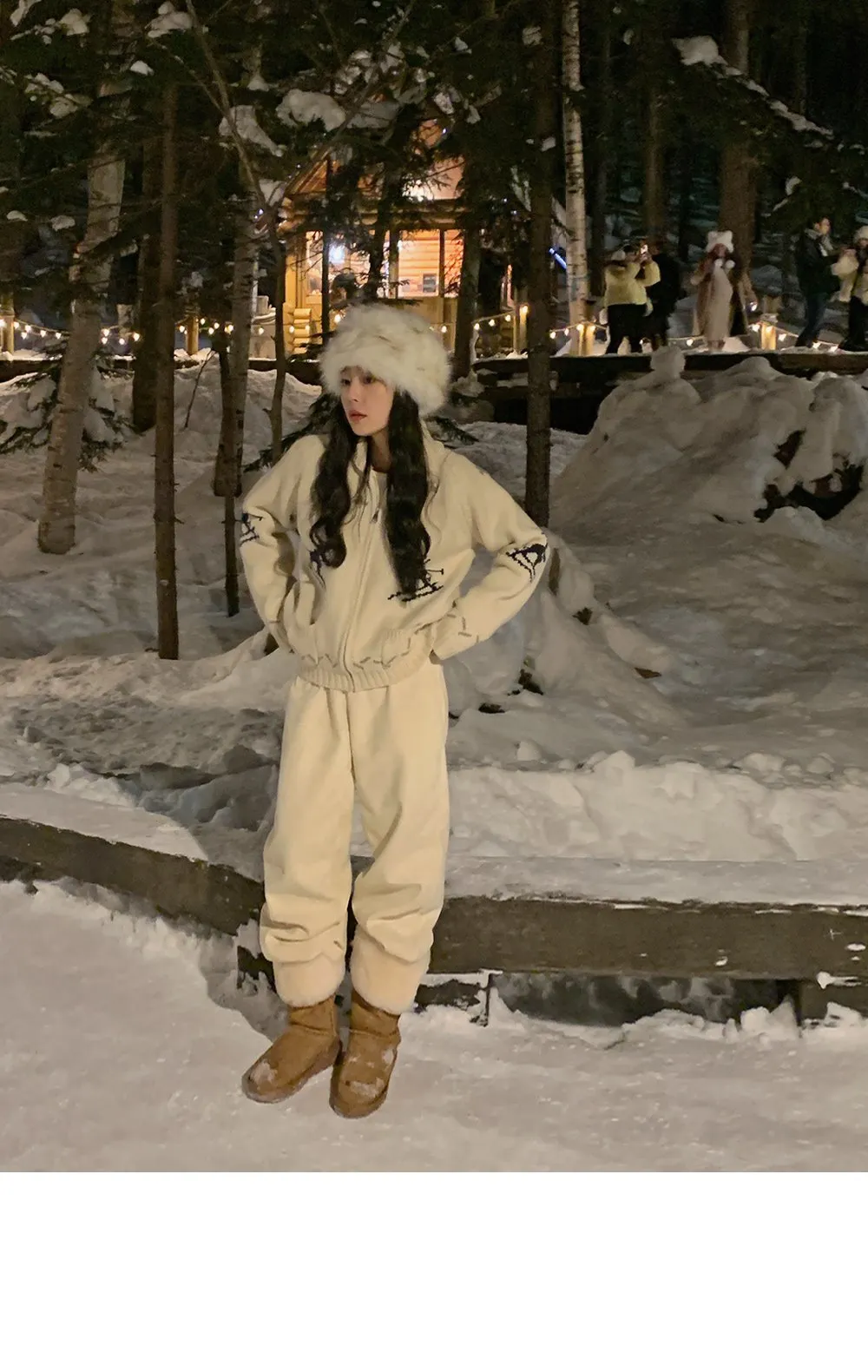 로이젤 코듀로이 기모 밴딩 와이드팬츠