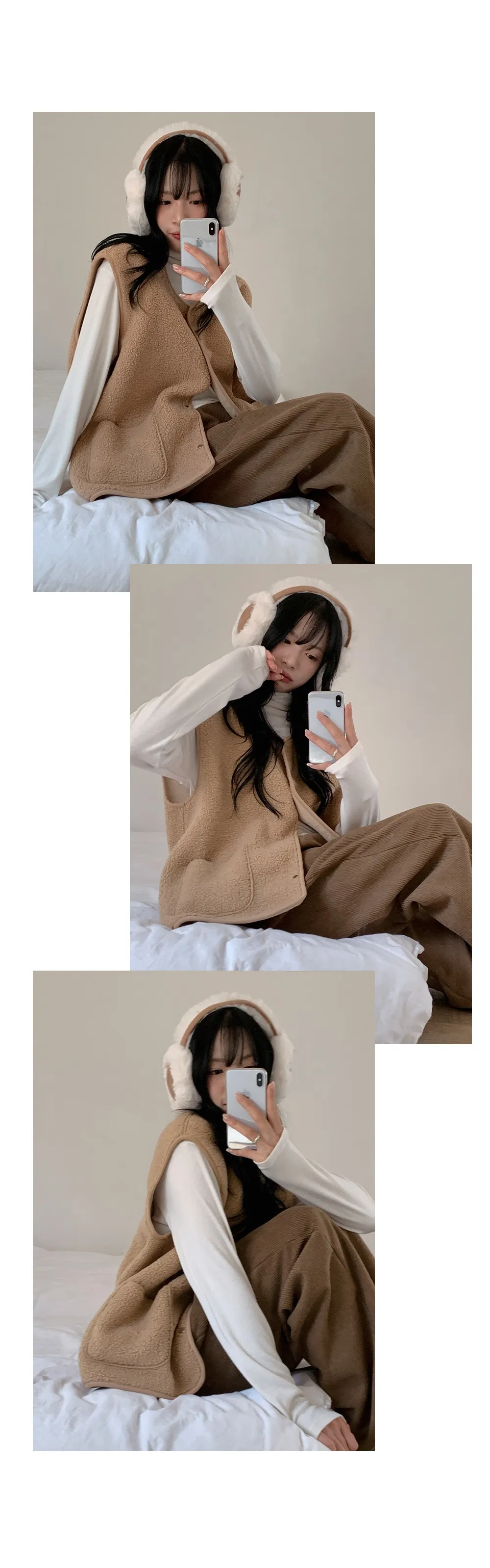 로이젤 코듀로이 기모 밴딩 와이드팬츠