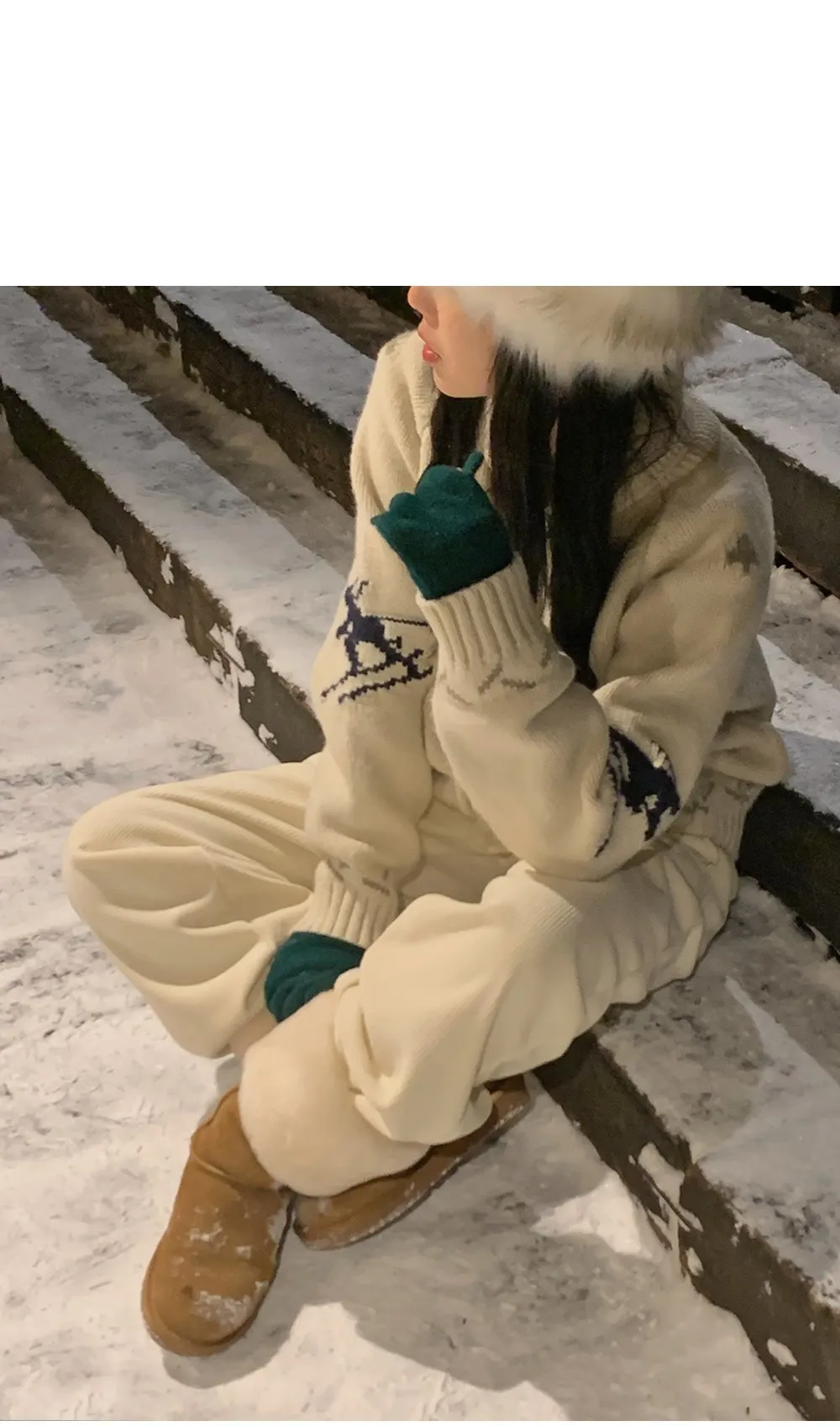 로이젤 코듀로이 기모 밴딩 와이드팬츠