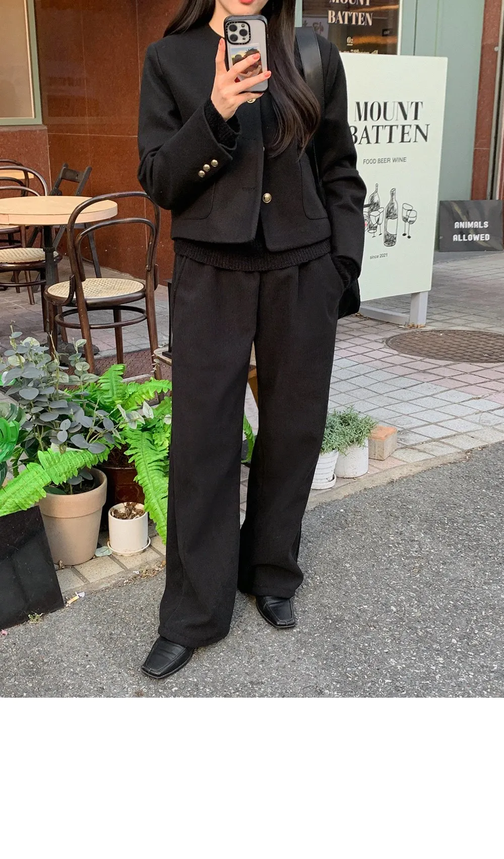 로이젤 코듀로이 기모 밴딩 와이드팬츠