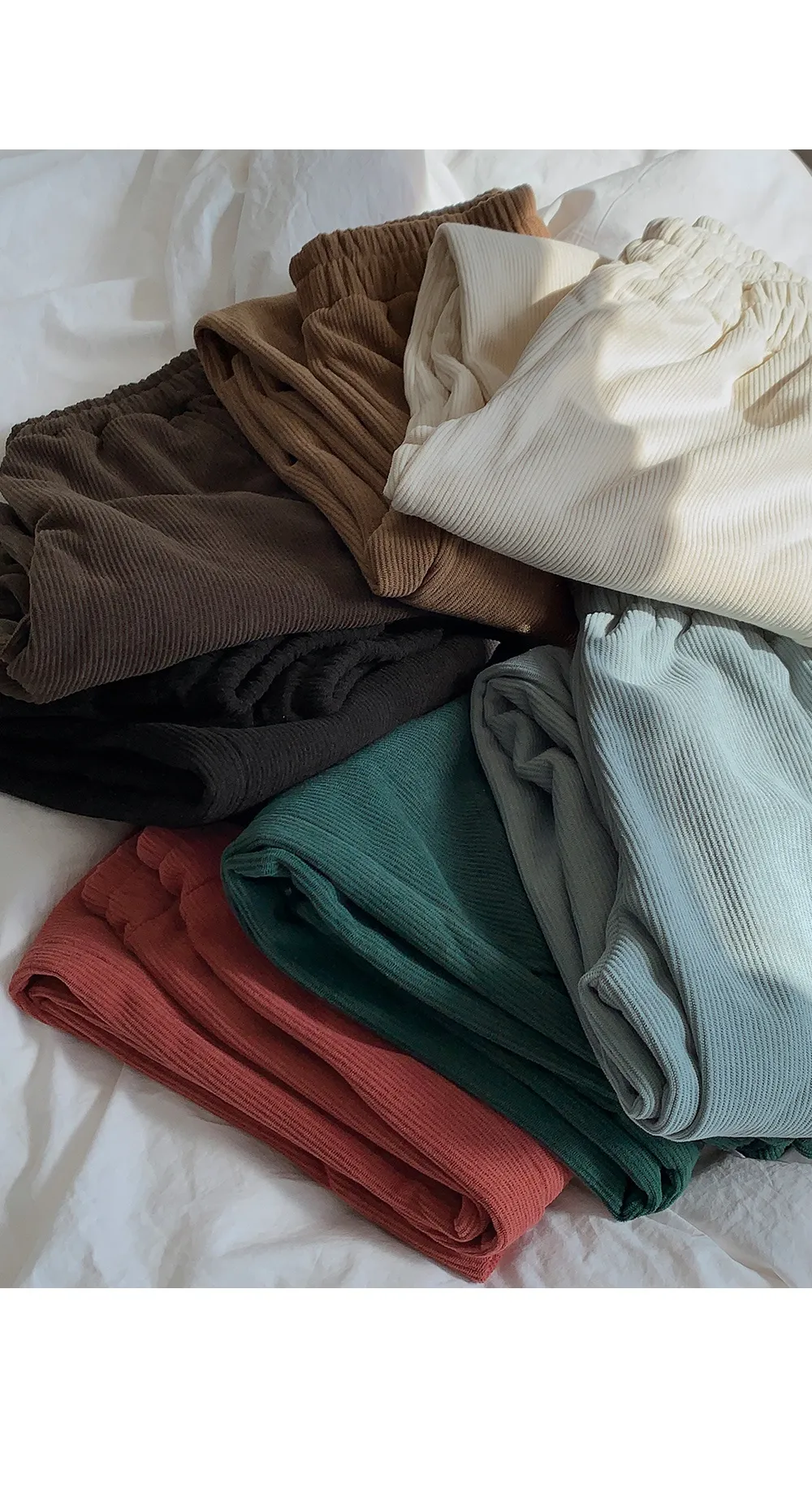 로이젤 코듀로이 기모 밴딩 와이드팬츠