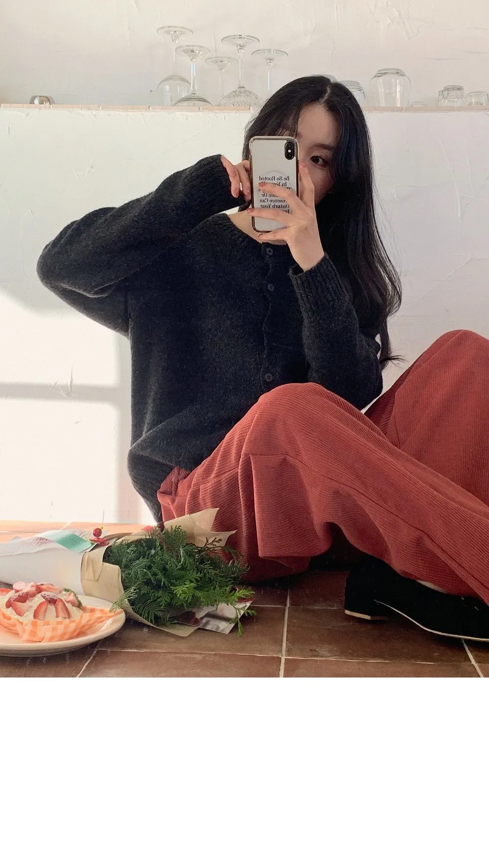 로이젤 코듀로이 기모 밴딩 와이드팬츠