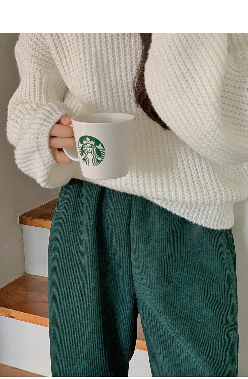 로이젤 코듀로이 기모 밴딩 와이드팬츠