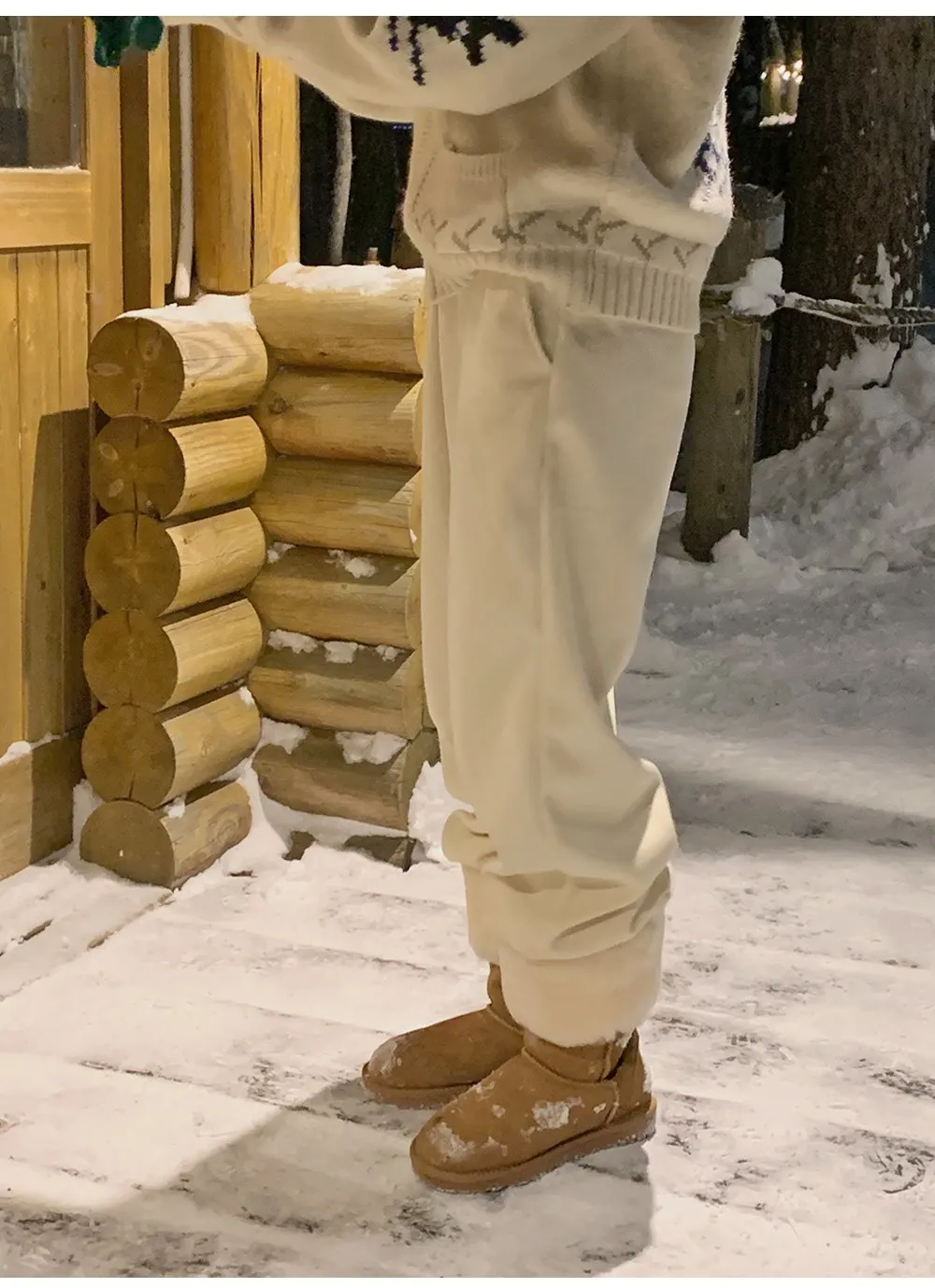 로이젤 코듀로이 기모 밴딩 와이드팬츠