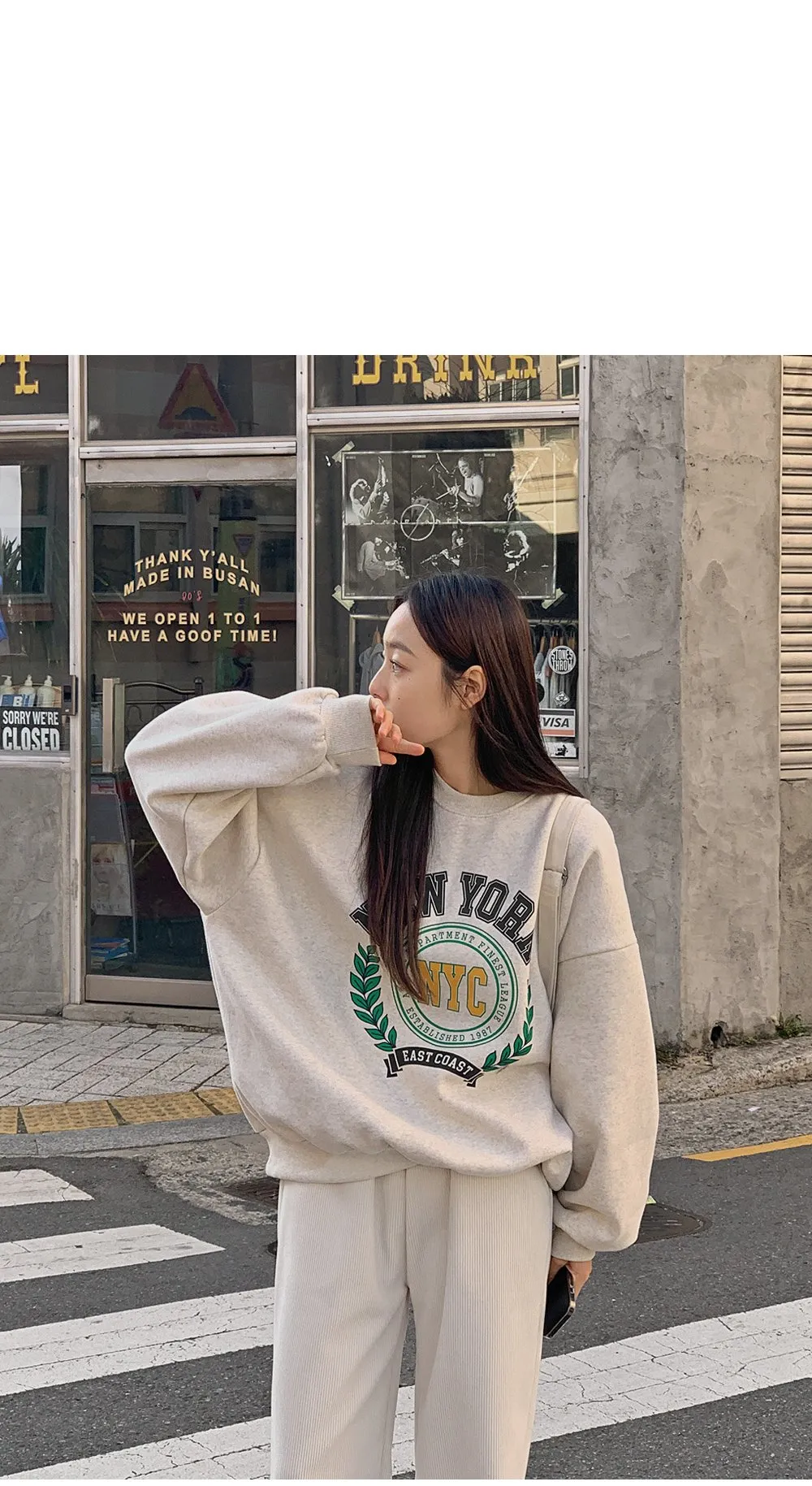 로이젤 코듀로이 기모 밴딩 와이드팬츠