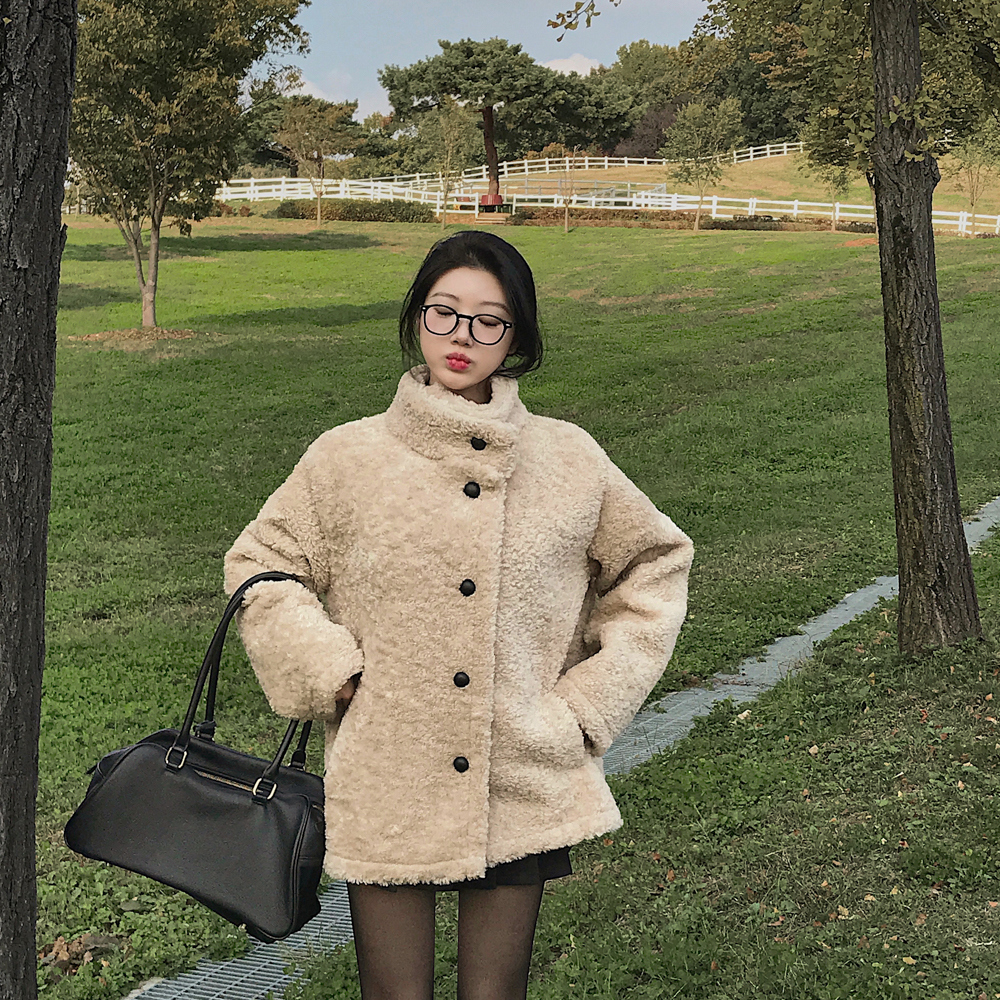 ハイネックボタンオーバーサイズポケットカラーコート | レディース