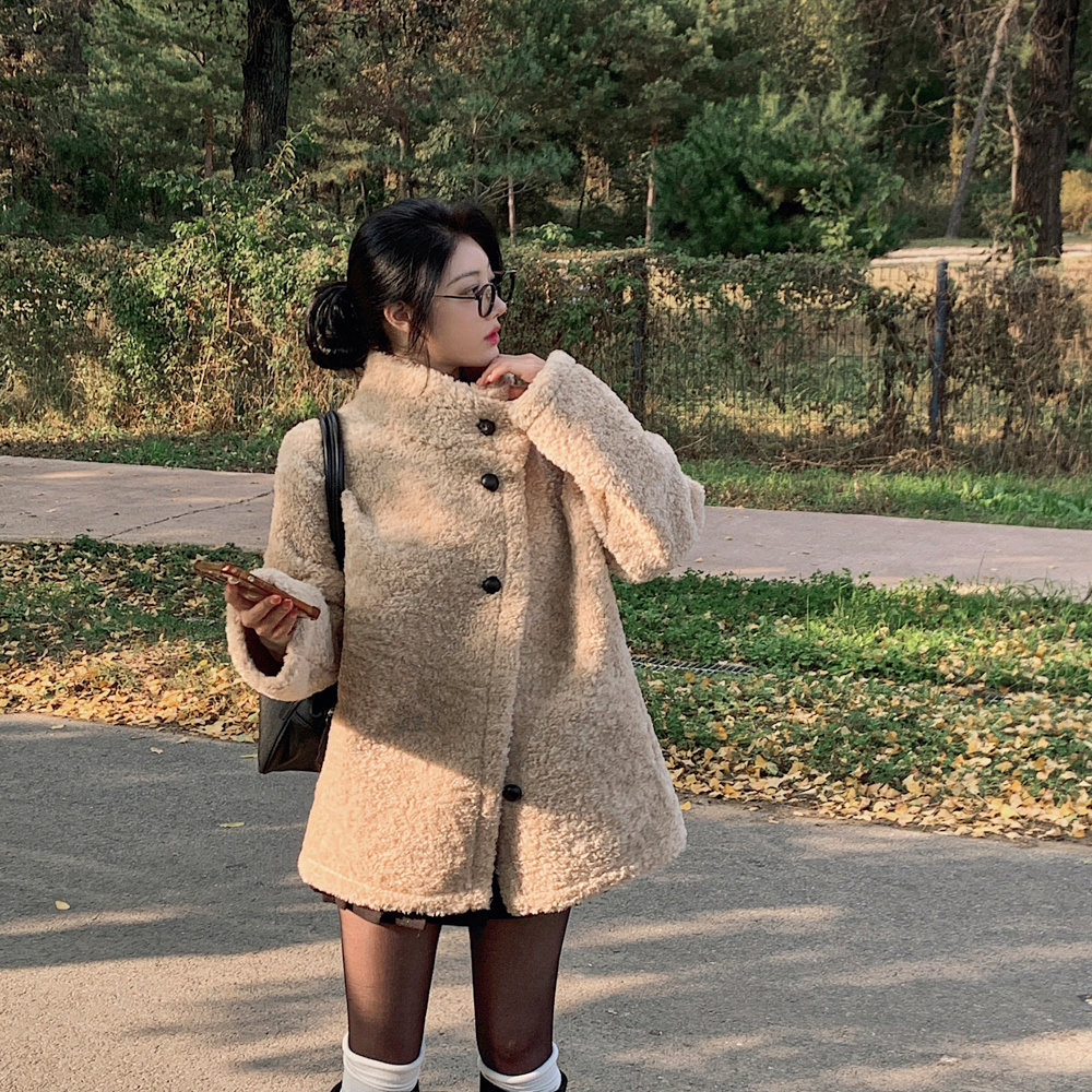 ハイネックボタンオーバーサイズポケットカラーコート | レディース