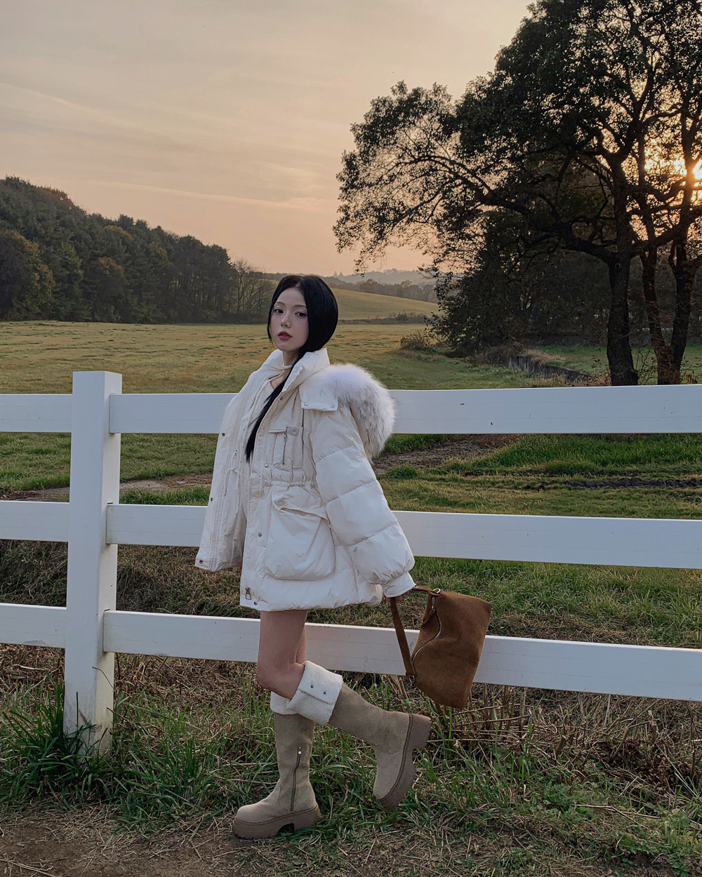 ハイネックフードジップアップスナップボタンポケットカラーダウン