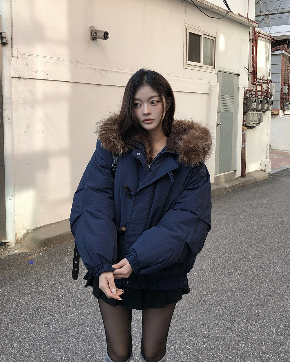 エコファージップアップセーラーカラートグルボタンポケットオーバー