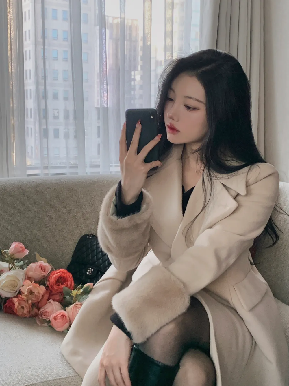 코트 모델 착용 이미지-S1L117