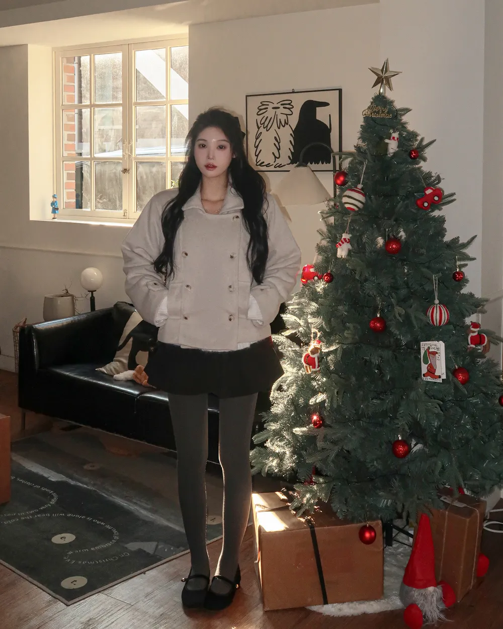 코트 모델 착용 이미지-S1L84