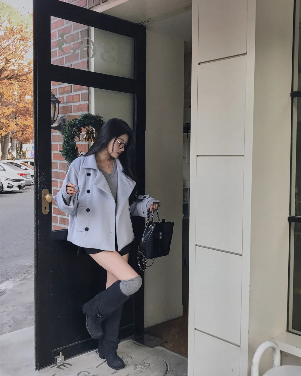 코트 모델 착용 이미지-S1L114