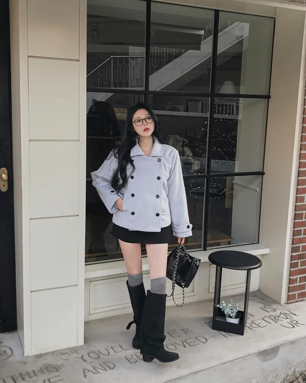 코트 모델 착용 이미지-S1L108