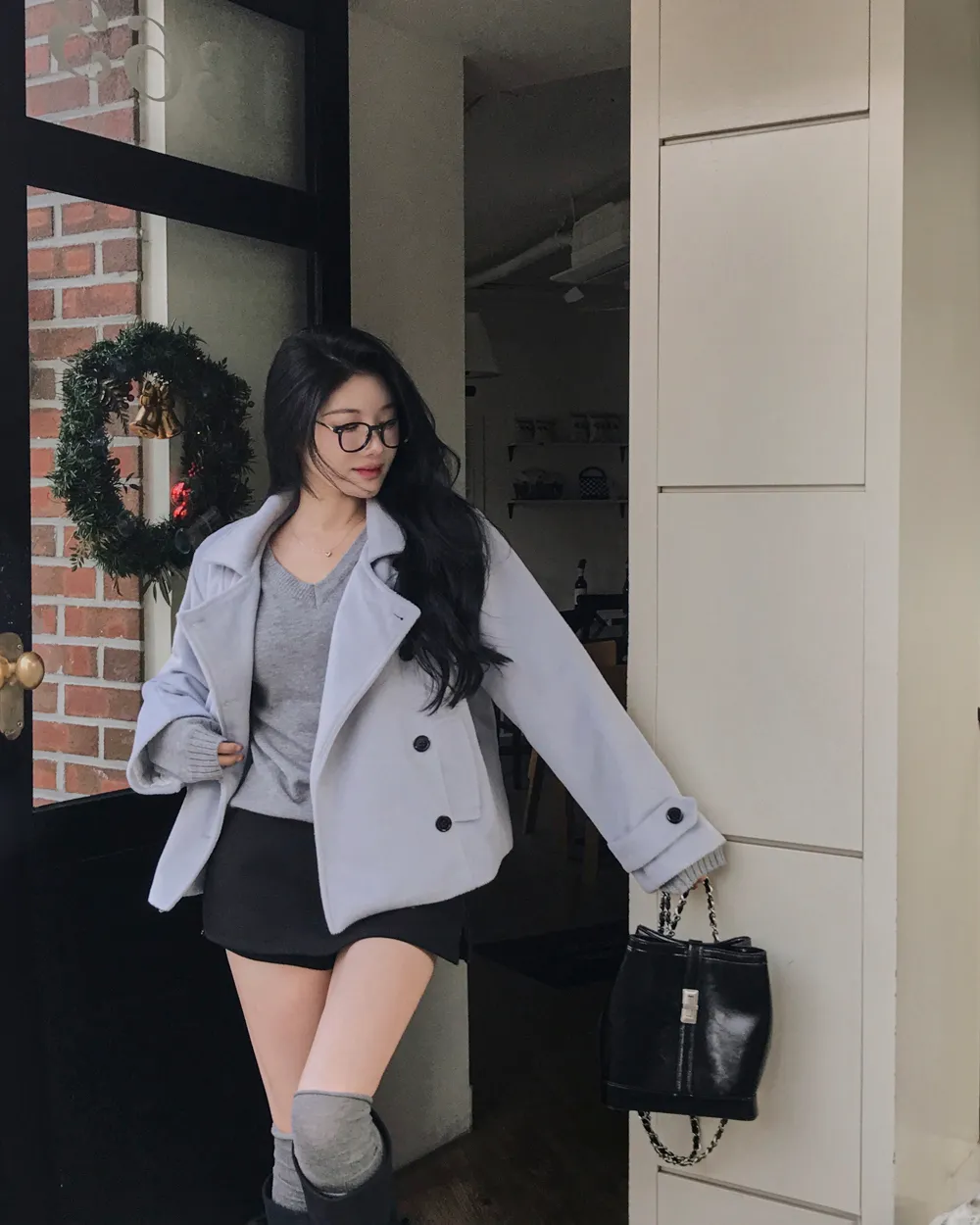 코트 모델 착용 이미지-S1L87