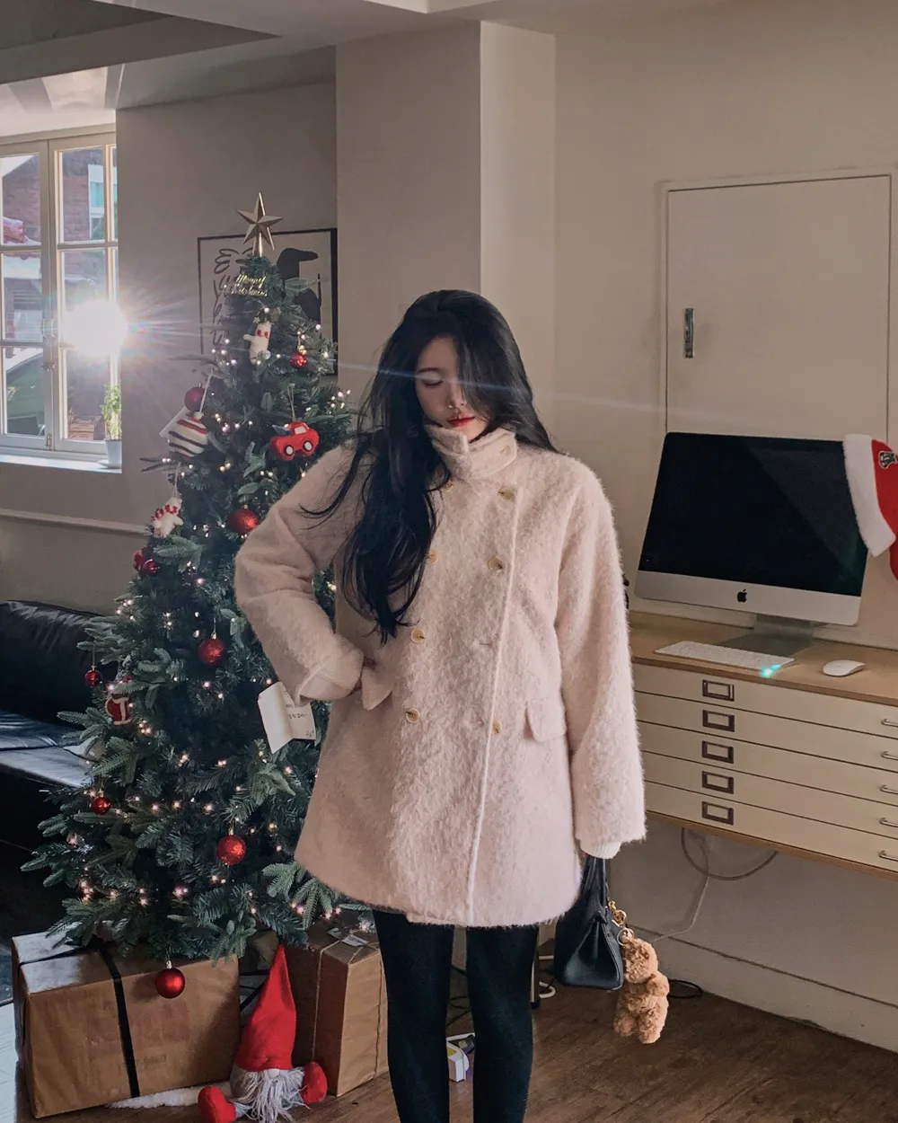 코트 모델 착용 이미지-S1L130