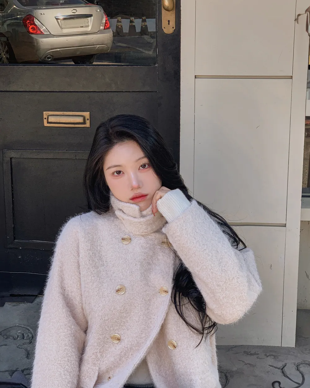 코트 모델 착용 이미지-S1L58