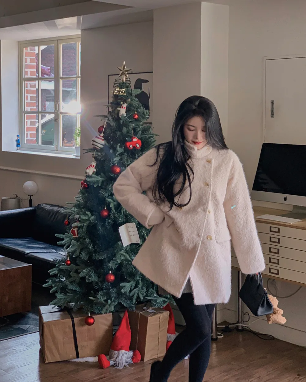 코트 모델 착용 이미지-S1L123