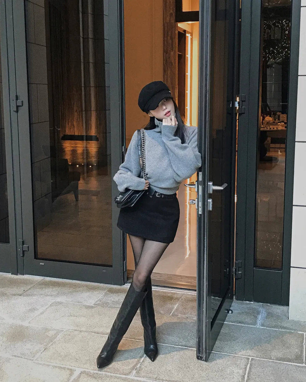 코트 모델 착용 이미지-S2L96