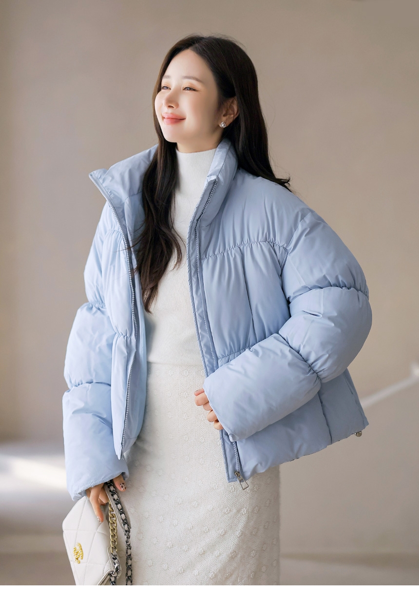 ウェルロンハイネックオーバーサイズドローストリングダウンジャケット