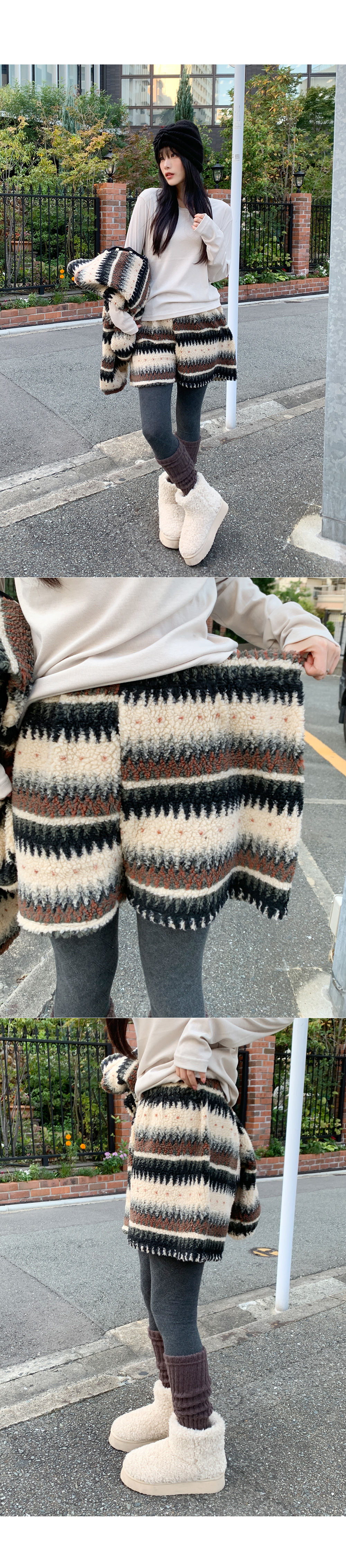 ボアウエストゴムショートエスニックショートパンツ | レディース