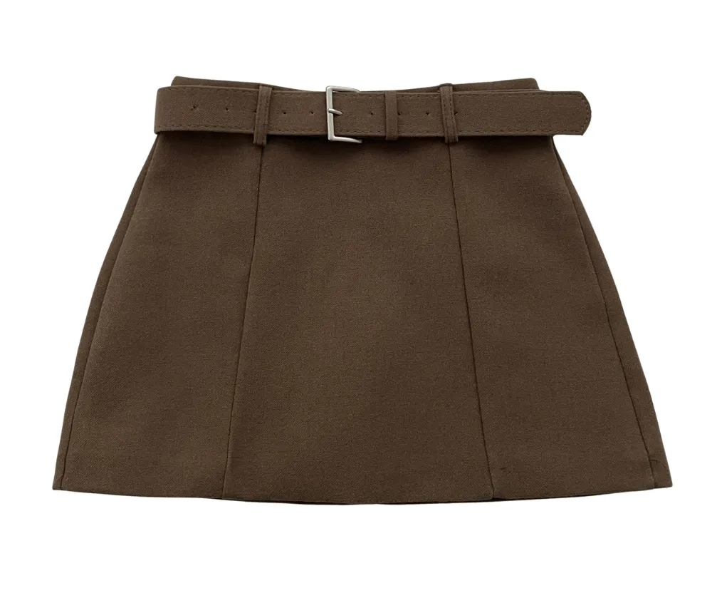 미니 스커트 브라운 색상 이미지-S2L34