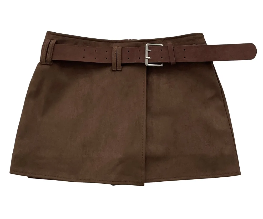 미니 스커트 브라운 색상 이미지-S2L23