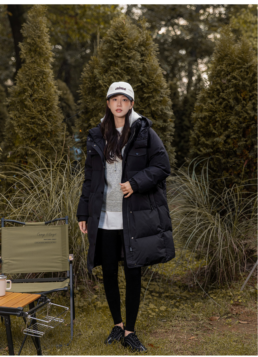 ダックダウンシャギーロングウォータープルーフ/防水長袖フードジップ