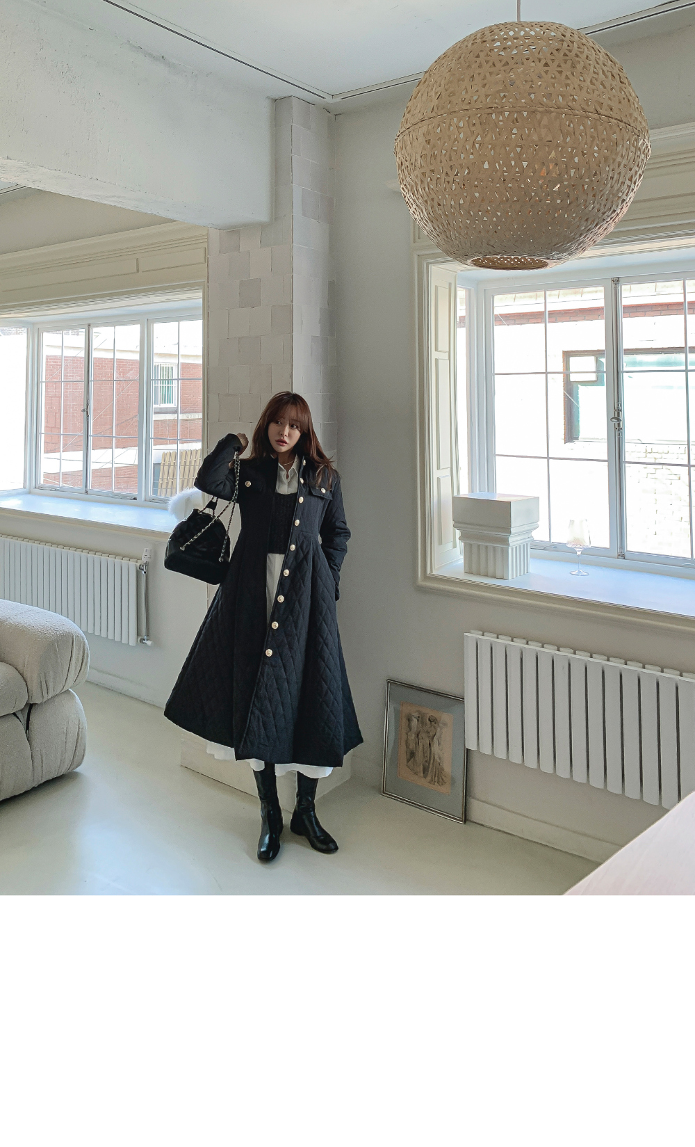 【mimi】新品タグ付BEARDSLEY黒キルティングフレアーコート BEARDSLEY（ビアズリー）の「バルーン袖キルティングフレアーコート