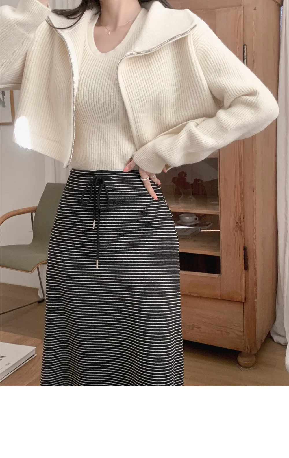 롱 스커트 모델 착용 이미지-S3L36