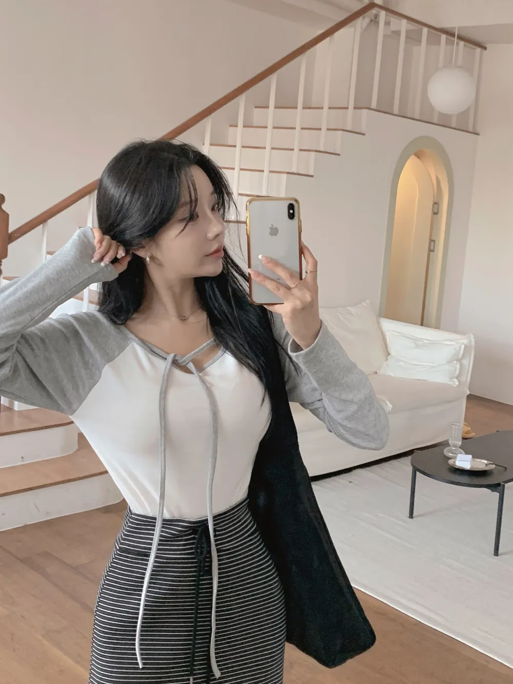 롱 스커트 모델 착용 이미지-S1L54