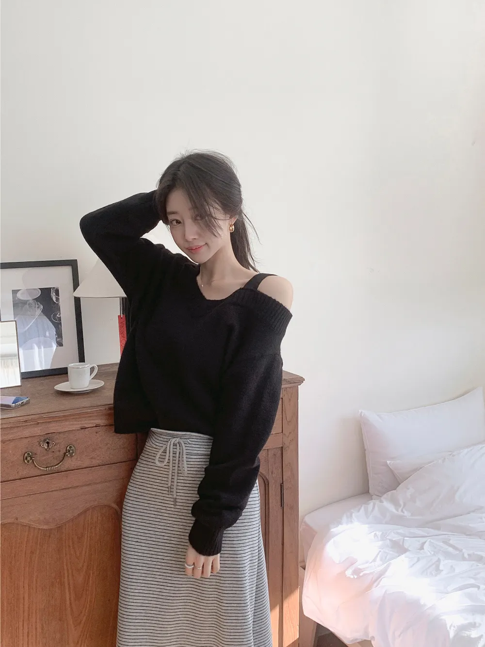 롱 스커트 모델 착용 이미지-S3L22